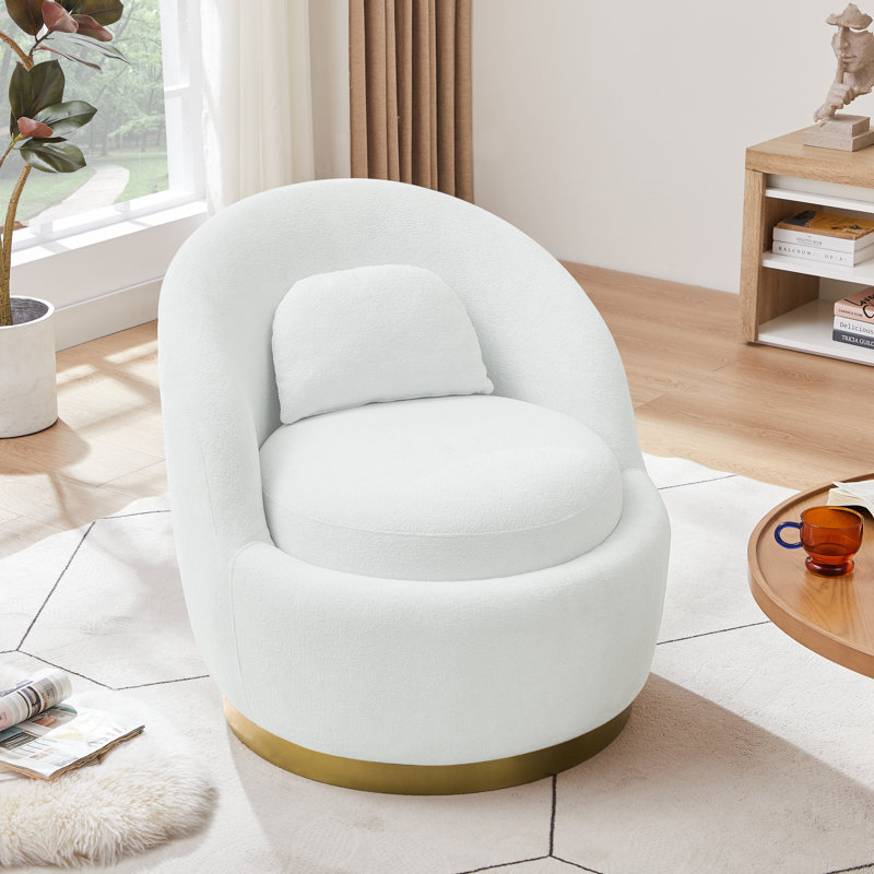 Hommer Upholstered Swivel Accent Chair, White 100% Polyester