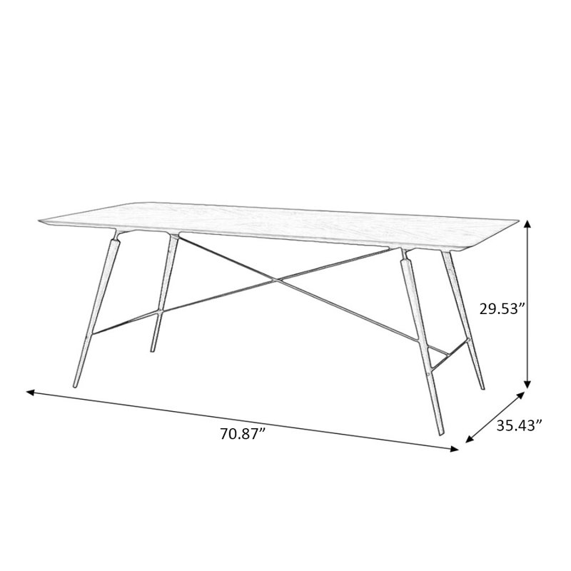 Modern Nut-Brown Rectangular Solid Wood Dining Table, 29.53”H x 70.87”L x 35.43”W