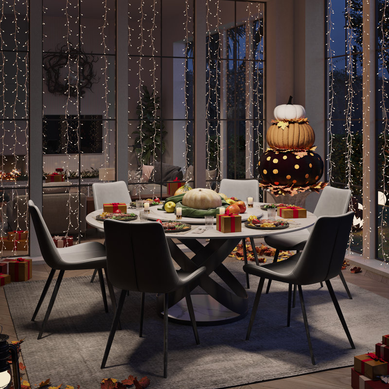 Table de salle à manger de 59 po pour 6 personnes avec plateau tournant 59 po., H 29,52 po x L 59,05 po x l 59,05 po