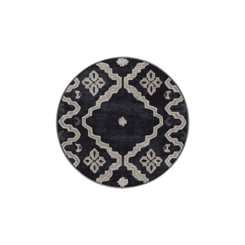 Tapis mauve soyeux et moelleux, Rond 3 pi