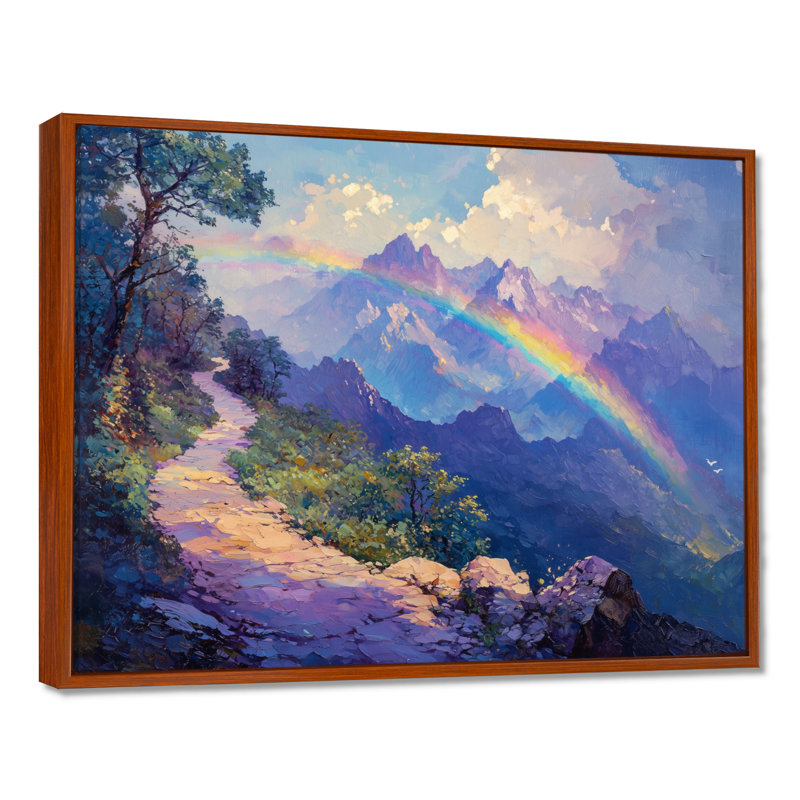 Rainbow In The Mountains II - Rainbow Large, art mural, H 16 po x l 32 po, Cadre flottant brun