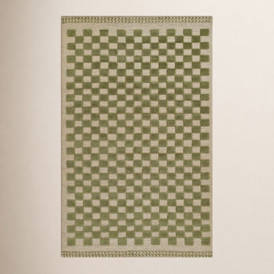 Rafaela Hand-Woven Checkered Wool Rug