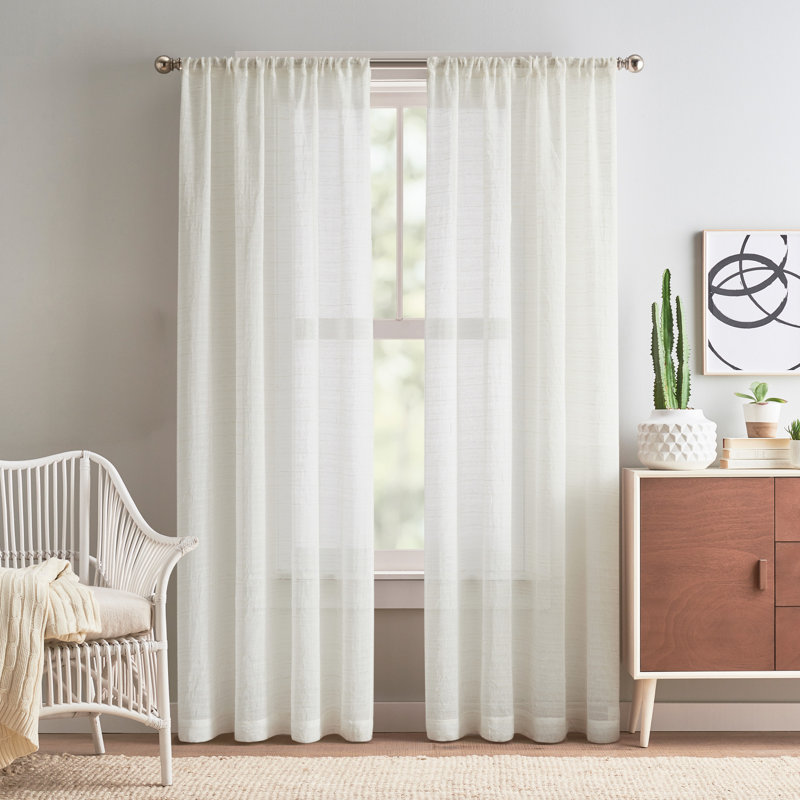 DKNY Antigua Poletop Curtain Panel Pair Linen (Set of 2), 50"" W x 84"" L