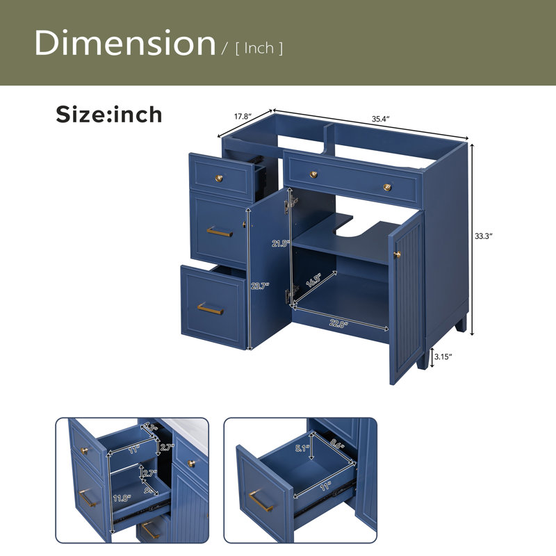 36" Blue Bathroom Vanity