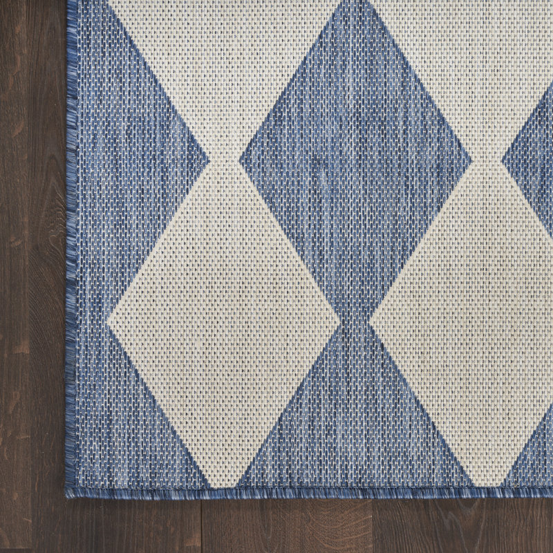 Tapis intérieur / extérieur rectangulaire Positano, Rectangle 5 pi x 7 pi, Bleu