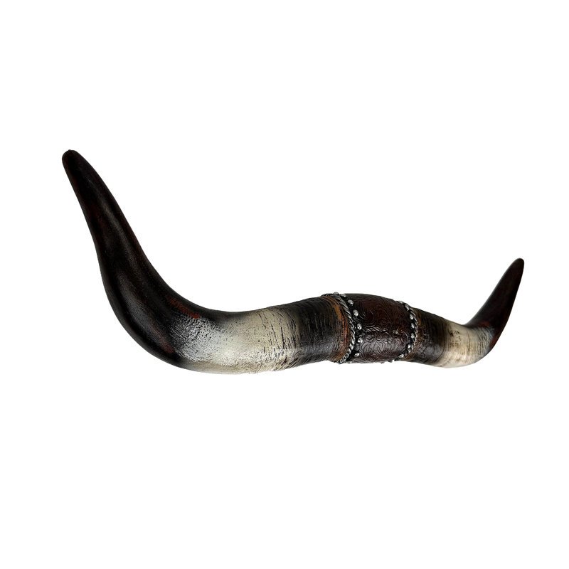 Sculpture murale Southwestern longhorn, brun et blanc, 22,25 po de largeur