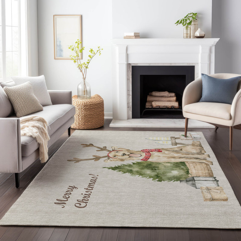 Premium Machine Washable Cerrito AMF219 Taupe Rug, Rectangle 8' x 10'