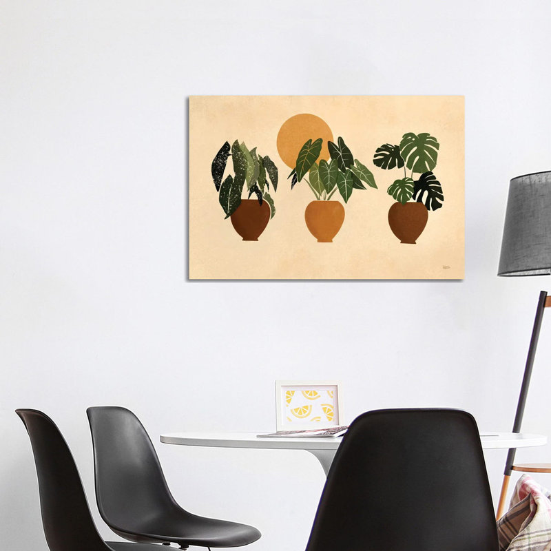 « Houseplants II » par Bria Nicole-impression d’art graphique, H 26 po x l 40 po x 1,5 po, Toile tendue, Pas de tapis