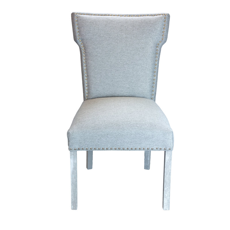 Chaise d'appoint rembourrée Chemise, Blanc, Galet