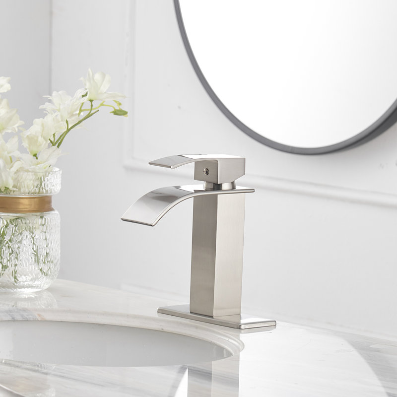 Single-Hole Single-handle Bathroom Faucet with Drain Assembly, Brushed Nickel