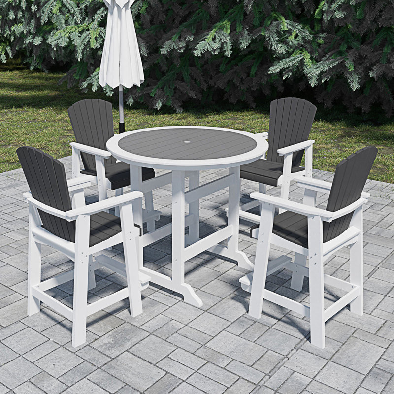 Ensemble de 5 tables de bar, tables de bar et tabourets