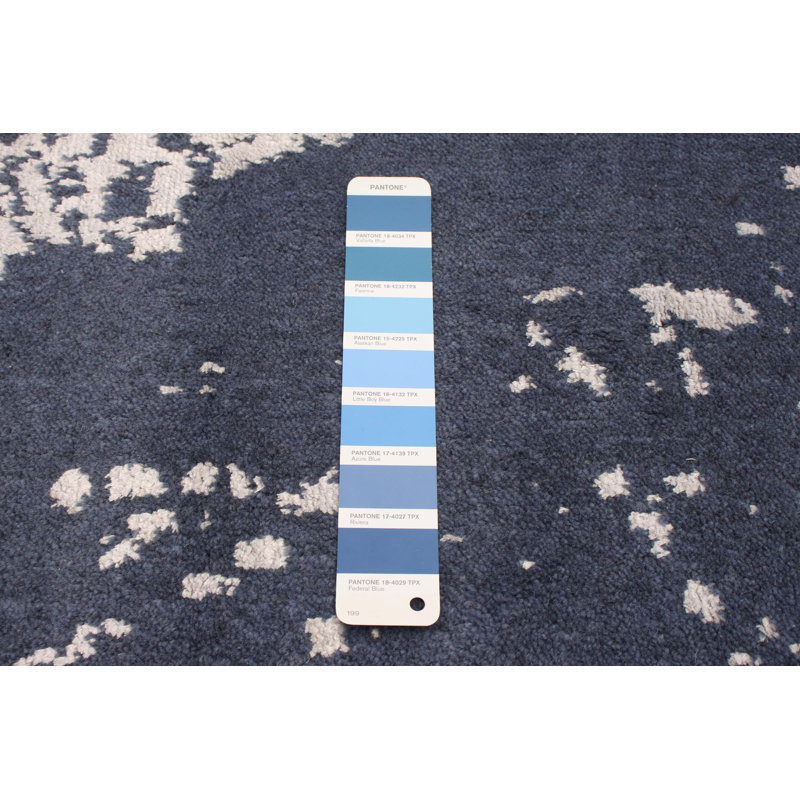 noué à la main en laine bleu Tapis décoratif oriental