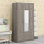 Élégante armoire à miroir à 3 portes, équipée de 2 tiroirs et d'une armoire de rangement supérieure-129045535