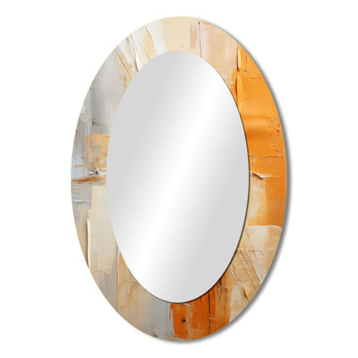Glam Orange Beige Collage IV - Large Oval Wall Mirror On Metal