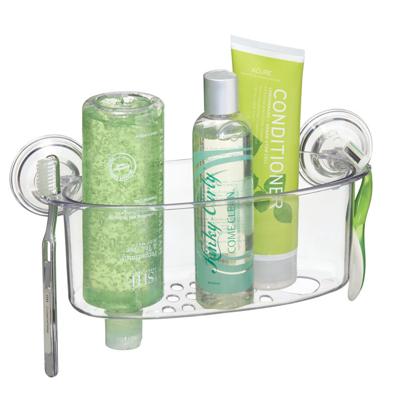 Organisateur de panier de rangement mural à ventouse en plastique sans BPA iDesign - transparent