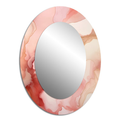 Pink And Gold Enchanted Spills IV - Modern Oval Wall Mirror