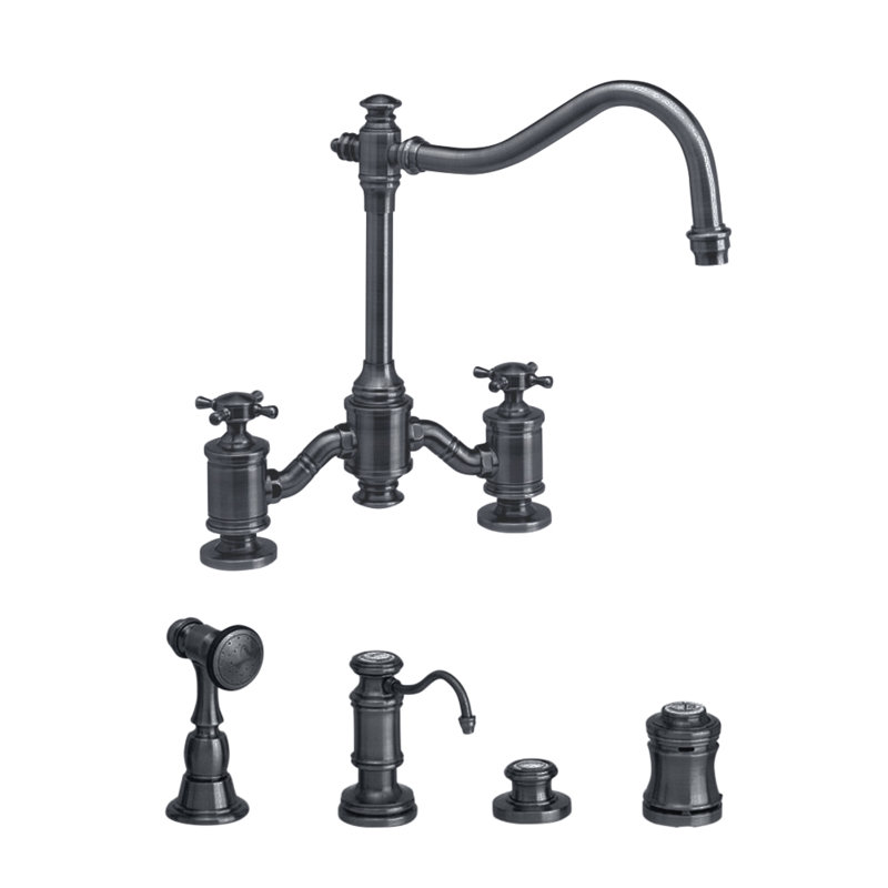 Annapolis Bridge Faucet - Cross Handles, Matte Black
