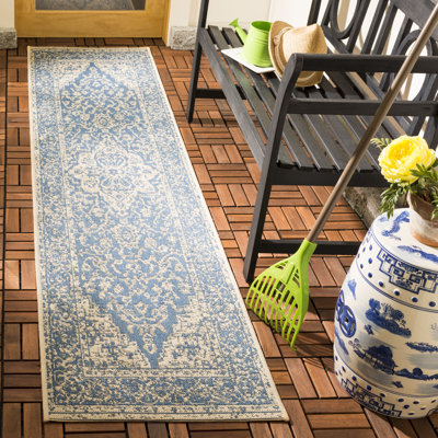 Danya Blue/Cream Indoor/Outdoor Area Rug