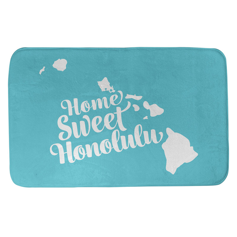 Tapis pour salle de bain honolulu hawaii, l 17 po x L 21 po, Bleu sarcelle