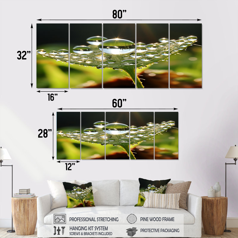 «Cassady - Leaves», art mural sur toile, 5 pièces, H 32 po x l 80 po