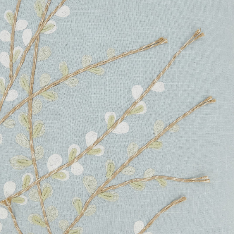 Elegant Embroidered Floral Pillow, Blue, No Insert