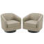 Fauteuil demi-tonneau pivotant en mélange de coton brun clair avec base en bois massif Applewold-1593359139