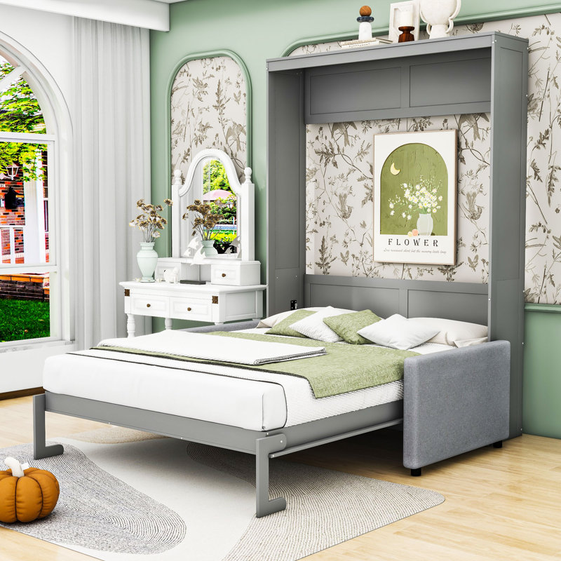 Renie Versatile Space-Saving Queen Murphy Bed with Sofa, Gray