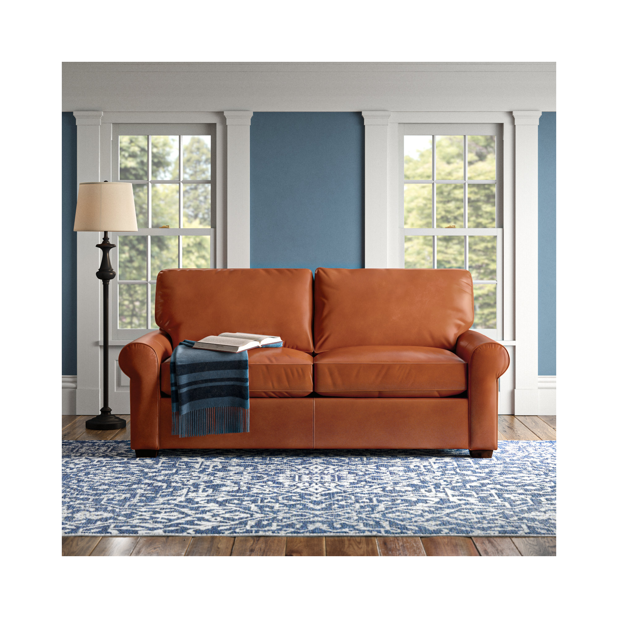 Porter 84" Genuine Leather Sofa, Bruno Canyon Genuine Leather