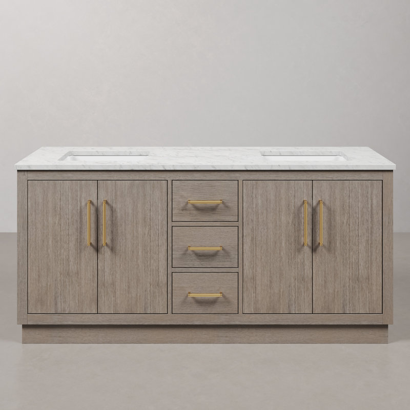 Hugo 72'' W Double Vanity, Satin Gold, 60"