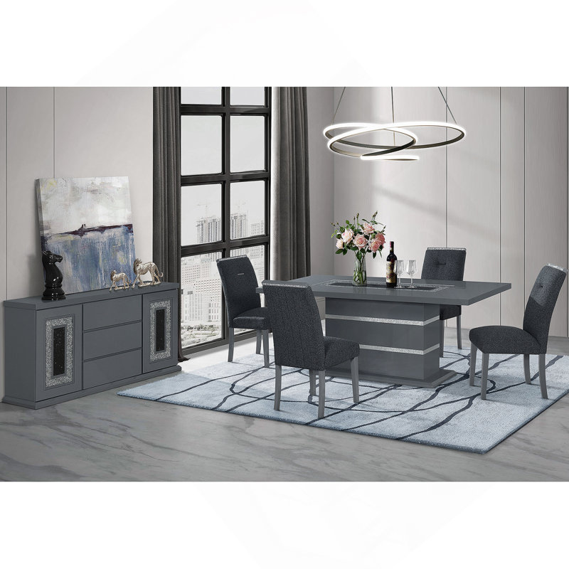 Chaise de salle à manger 2 pièces gris foncé