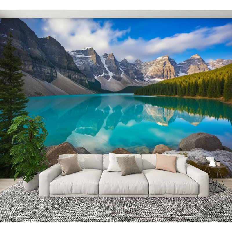 Paysage, papier peint auto-adhésif Mountain Reflets, L 144 po x l 100 po