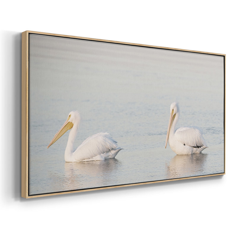 Pelican Pals - Toile tendue avec châssis encadré - Prêt à être accroché, Natural, 17" H x 33" W