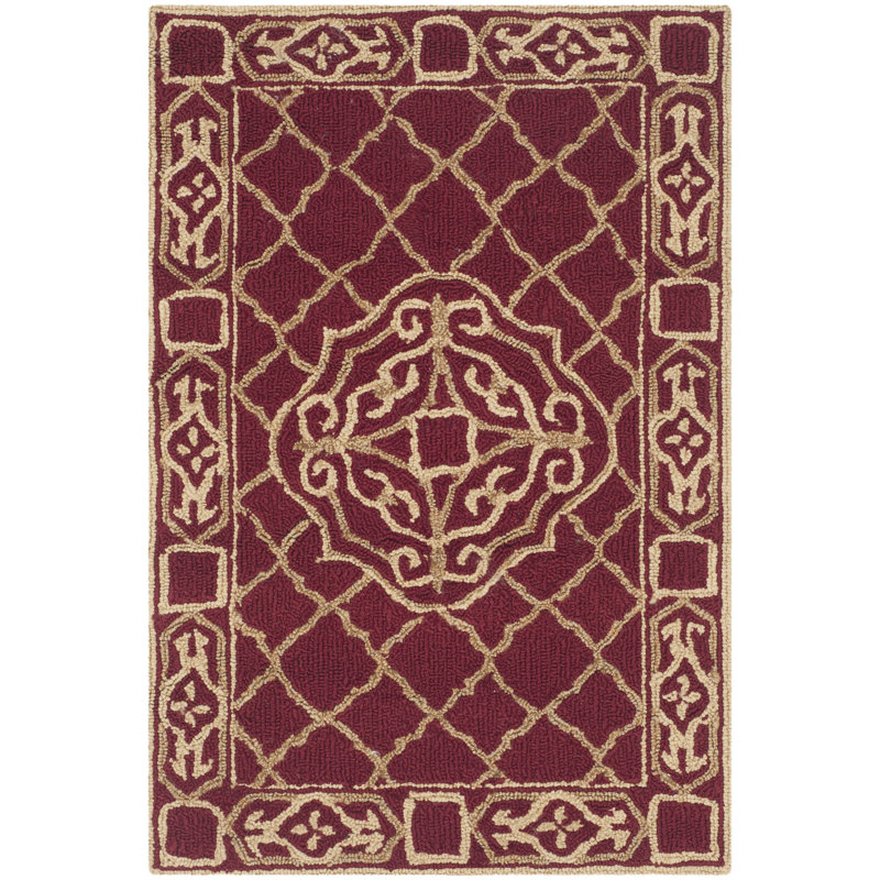 Bibbins Hand Hooked Performance Geometric Rug, Rectangle 2' x 3'