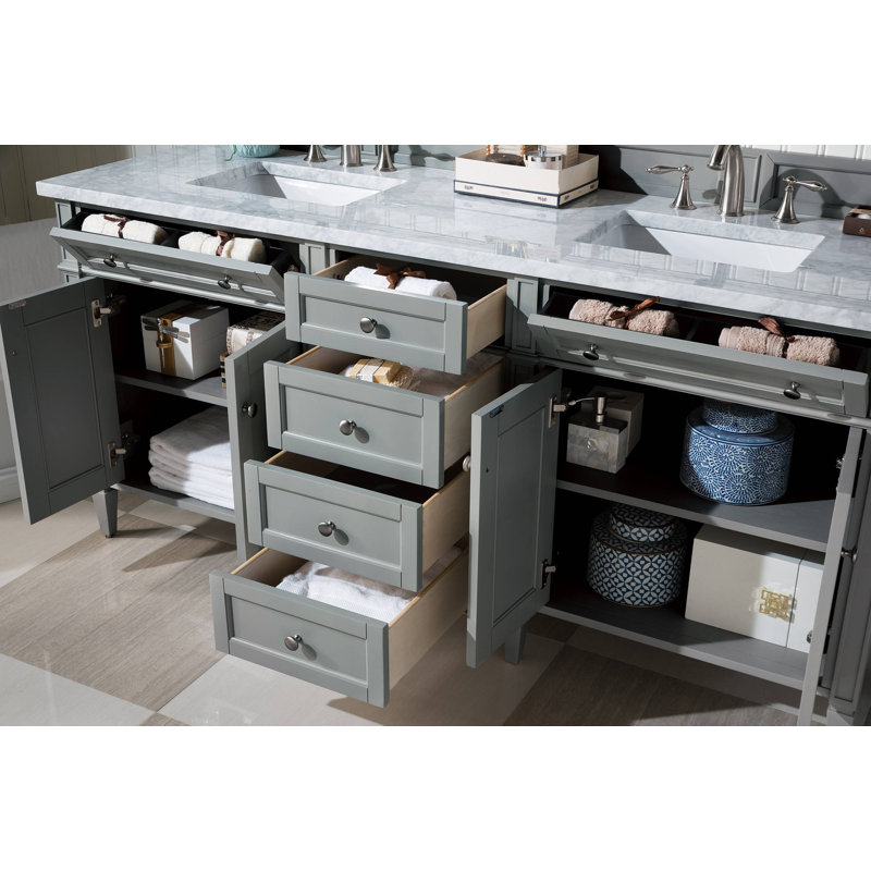 Brittany 72'' W Double Bathroom Vanity Base, Smokey Celadon