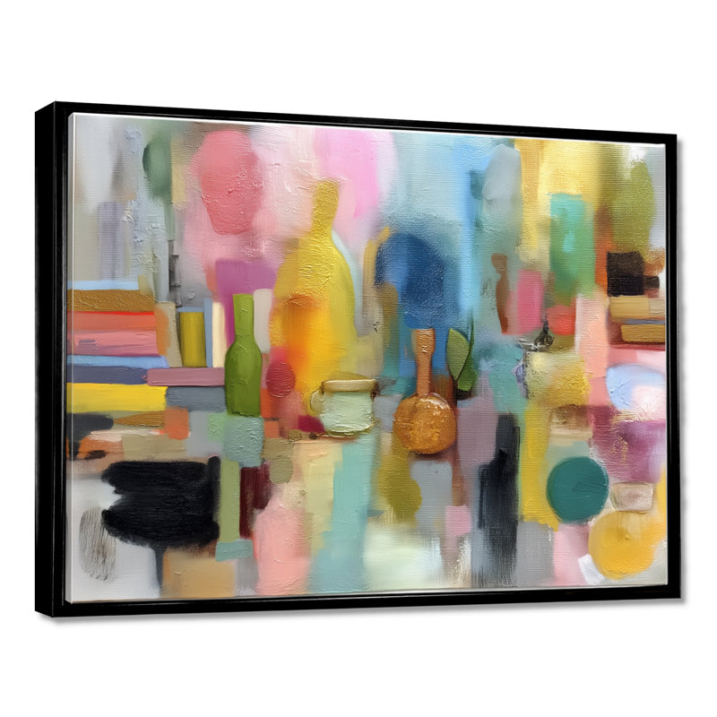 Reproduction d'art sur toile rose, Noir, H 12 po x l 20 po, Cadre flottant