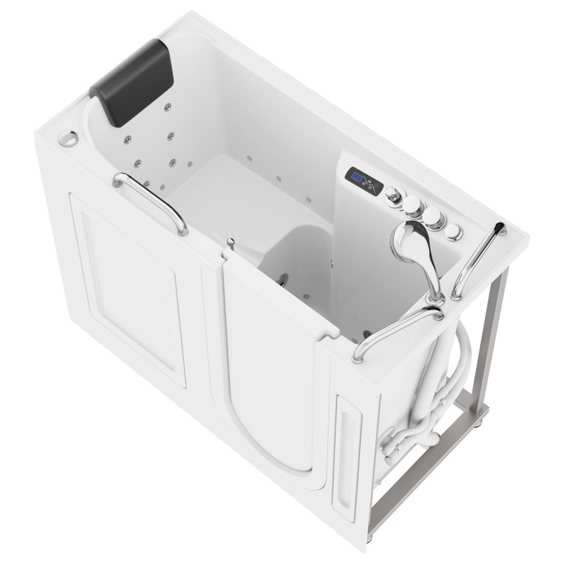 MediSpa 52.5'' x 26.5'' Acrylic Bathtub with Faucet, Right, White