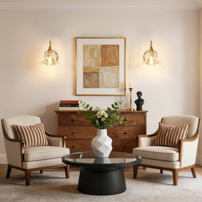 Armed Sconce with Floral Glass Shade