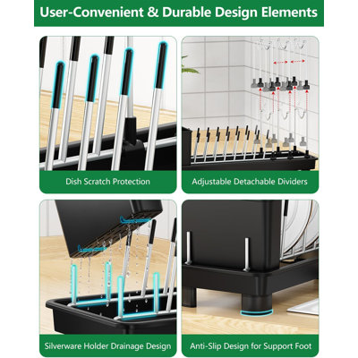 Small Dish Drying Rack, Compact Dish Rack for Kitchen Counter