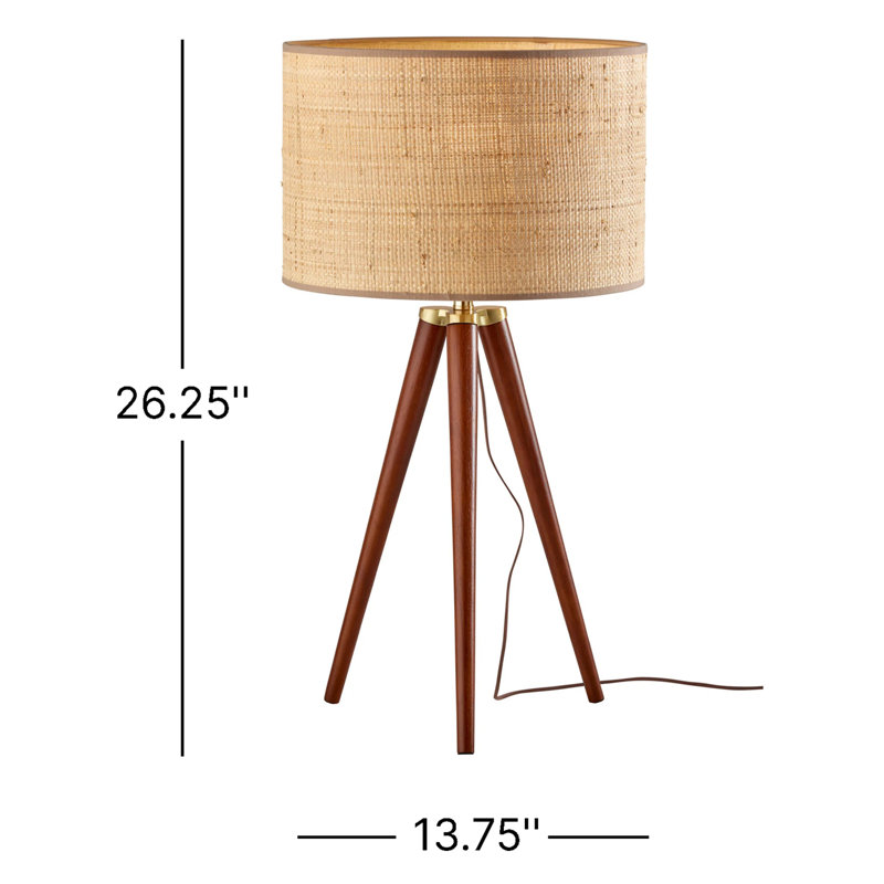 Lampe trépied Kisa, Bois de noyer, Beige