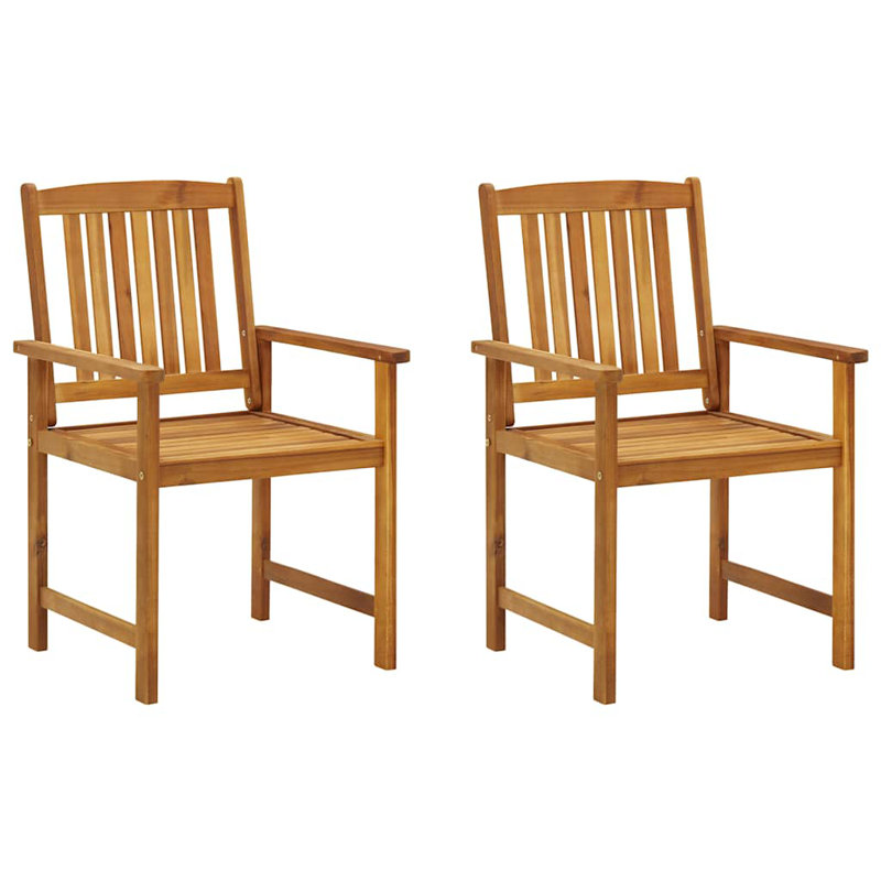 vidaXL Patio Chairs with Cushions 2 pcs Solid Acacia Wood, Brown, Natural