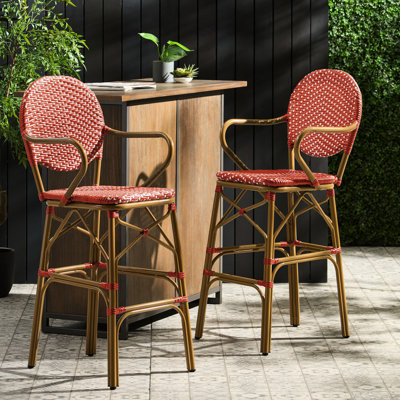 French Style Outdoor , Red, 29.5" Seat Height, And Aluminum, Rust , Garden Ornament Red Seat, & Element