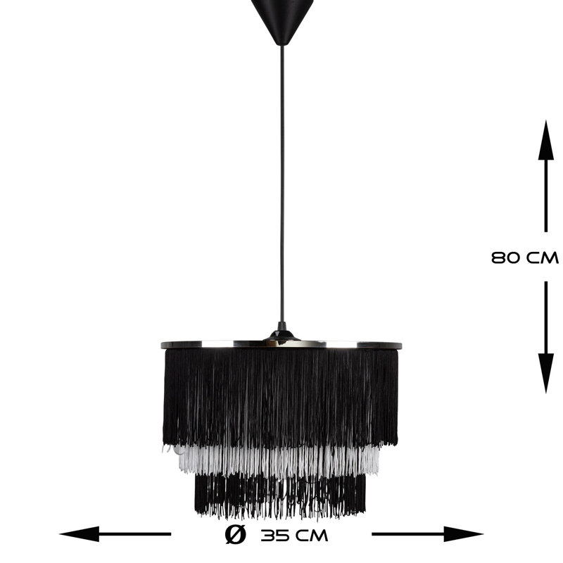 Luminaire suspendu à 1 lumière Bence, H 13,78 po x l 13,78 po x P 13,78 po, Noir / blanc, Noir