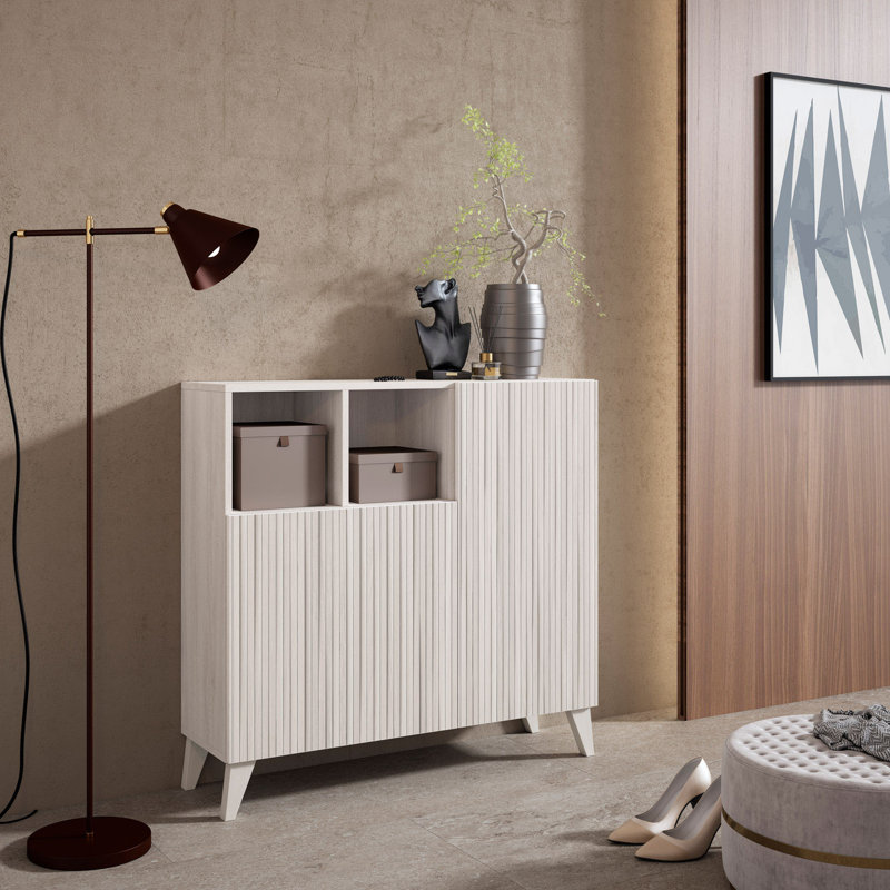 Moss 12 Pair Shoe Storage Cabinet, Cream