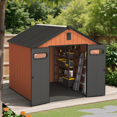 8 Ft. W X 8 Ft. D Outdoor Metal Storage Shed, Includes Acrylic Transparent Windows and Water Drainage