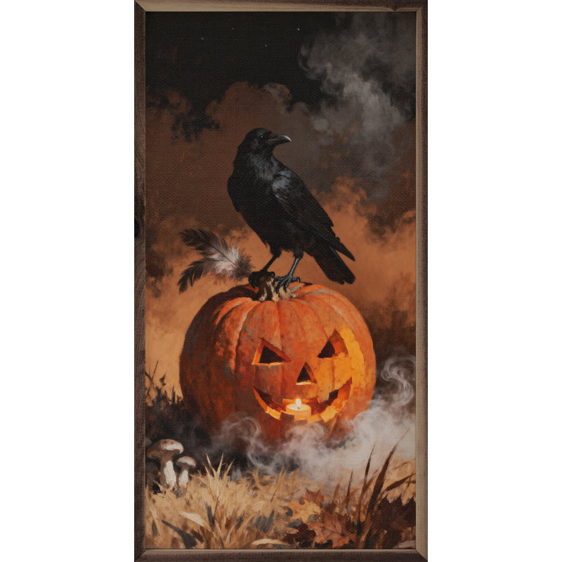 Crow On Pumpkin, H 40 po x l 20 po