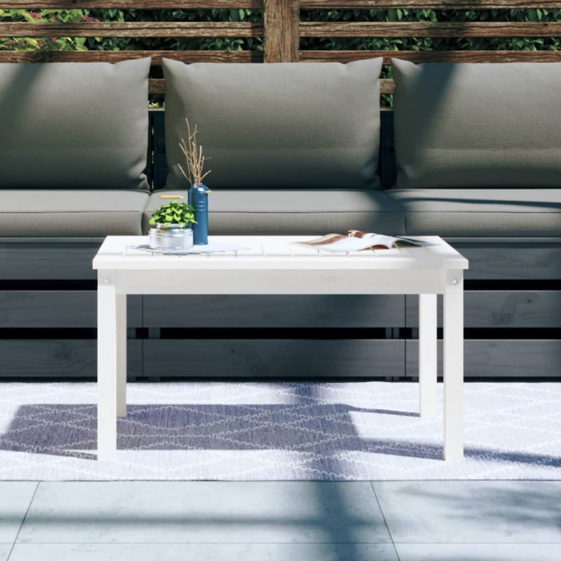 Stefon Rectangular Pine Outdoor Coffee Table , cm W cm D, White Pine, 45cm H x 82.5cm W x 50.5cm D