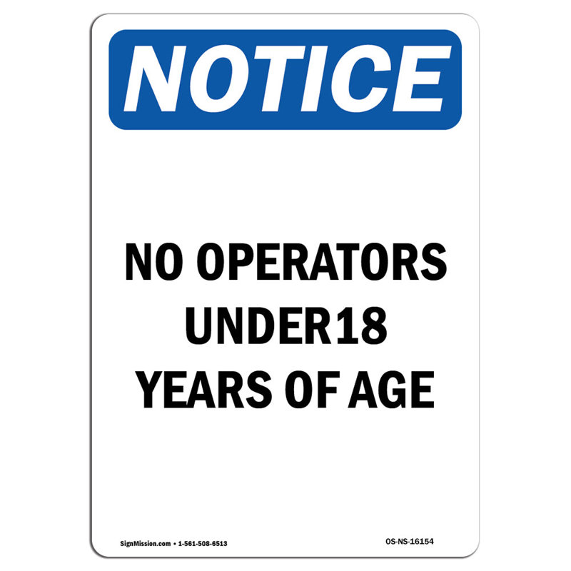 SignMission No Operators under 18 Sign | Wayfair