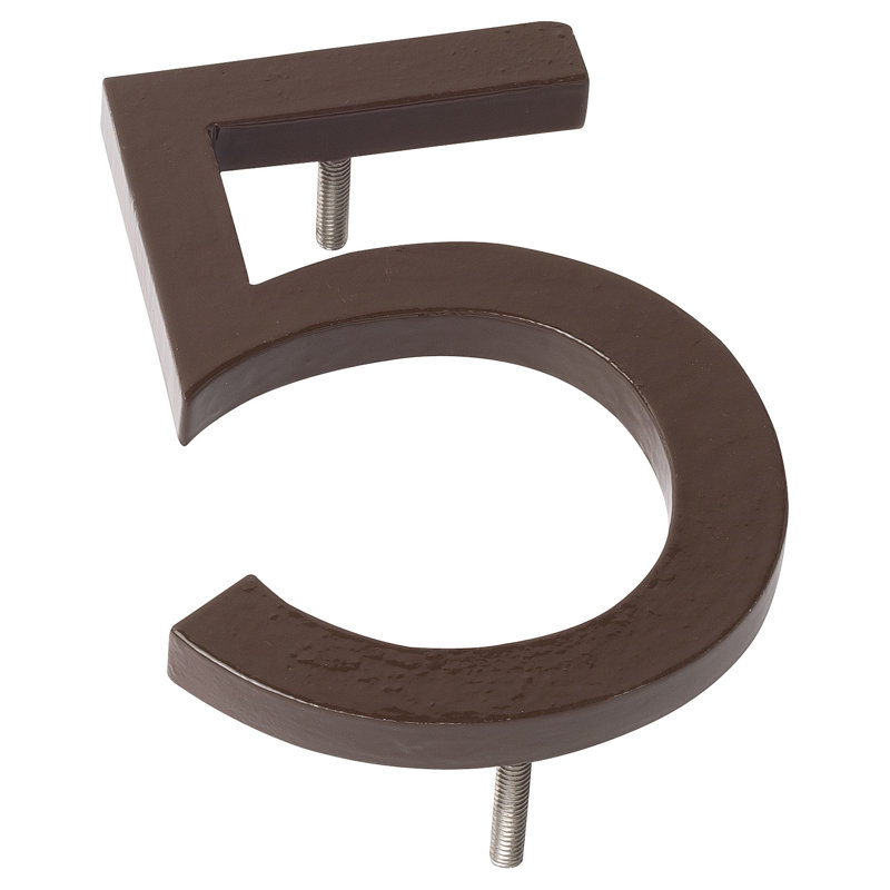24 in. Flat Floating Mount House Number, 5, Antique Copper
