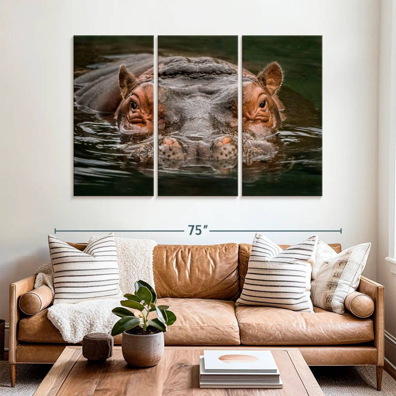 Hippopotame submergé Brampt, H 42 po x l 65 po
