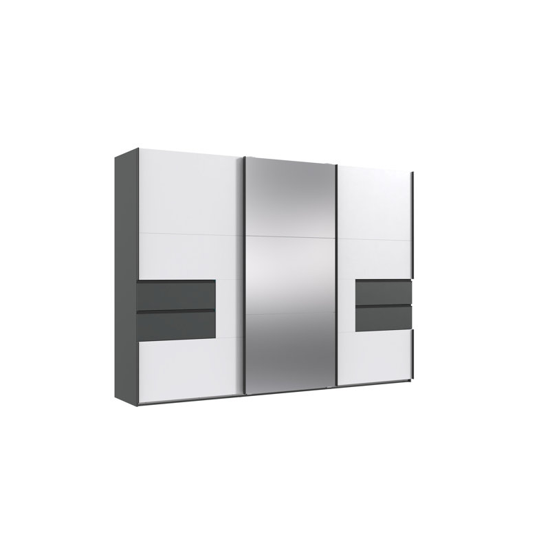 Lydale 3 Door Manufactured Wood Wardrobe, Graphite/ABS white
